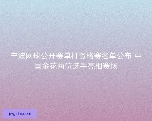 宁波网球公开赛单打资格赛名单公布 中国金花两位选手亮相赛场